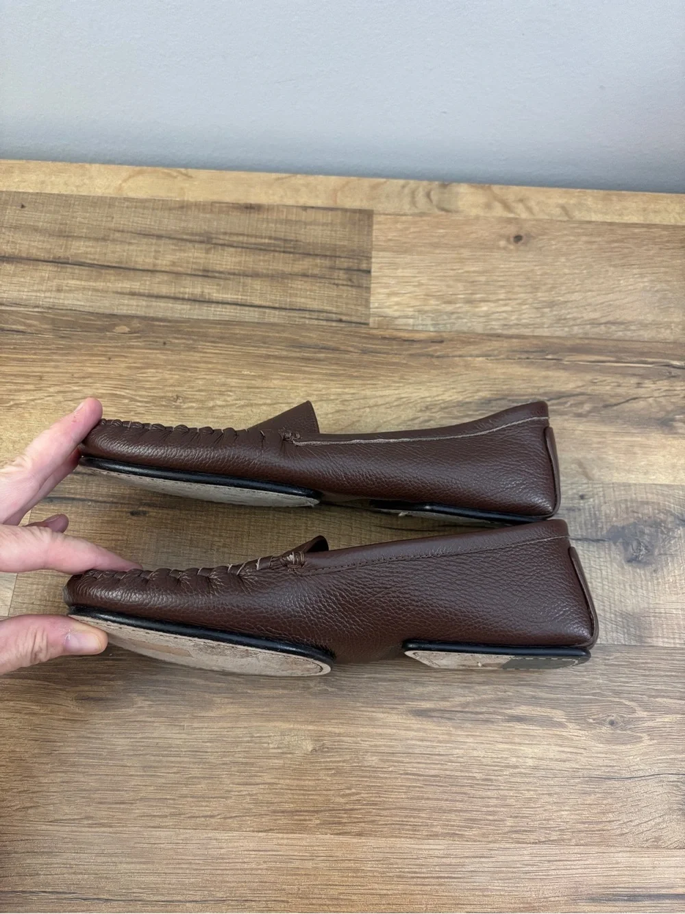 Dear Frances Leather Slip On Flats Loafers Shoes Dark Brown Women’s